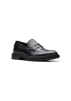 Clarks Men's Collection Burchill Penny Slip On Loafers - Black Leather