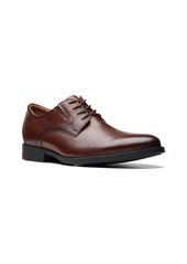 Clarks Men's Collection Whiddon Leather Plain Toe Lace Up Dress Oxfords - Mahogany Leather
