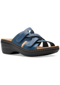 Clarks Merliah Karli Strappy Wedge Heel Platform Sandals - Blue Leather