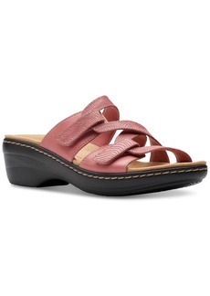 Clarks Merliah Karli Strappy Wedge Heel Platform Sandals - Rose Leather