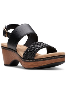 Clarks Seannah Step Woven Strap Clog-Style Platform Sandals - Black Combi