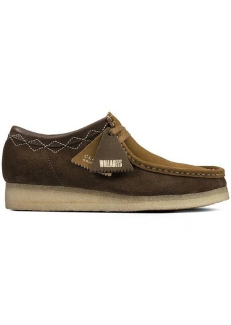 CLARKS Wallabee Green Combi Lace-Up Shoes