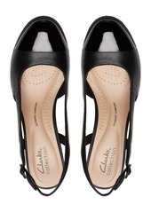 Clarks Women's Bayla Joy Cap-Toe Slingback Pumps - Black Leat