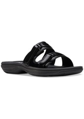 Clarks Women's Cloudsteppers Breeze Piper Comfort Slide Sandals - Black Patent (Boxed)