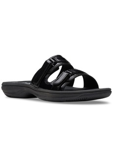 Clarks Women's Cloudsteppers Breeze Piper Comfort Slide Sandals - Black Patent