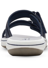 Clarks Women's Cloudsteppers Breeze Piper Comfort Slide Sandals - Navy