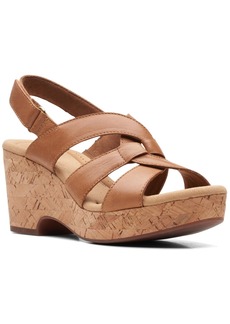 Clarks Women's Collection Giselle Beach Slingback Wedge Sandals - Tan Leather