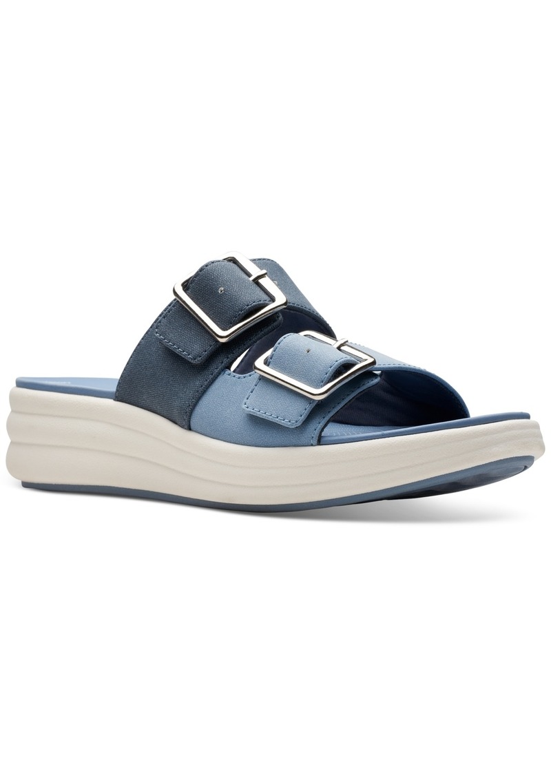 Clarks Women's Drift Buckle Slip-On Slide Wedge Sandals - Blue Combi