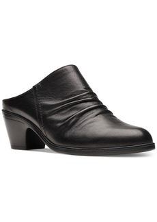 Clarks Women's Emily 2 Charm Ruched Round-Toe Mules - Black Leather