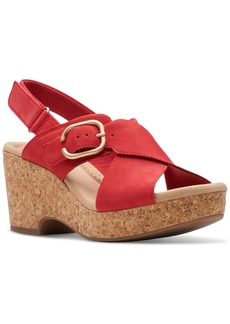 Clarks Women's Giselle Dove Wedge Sandals - Cherry Nubuck