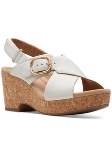 Clarks Women's Giselle Dove Wedge Sandals - Off White Leather