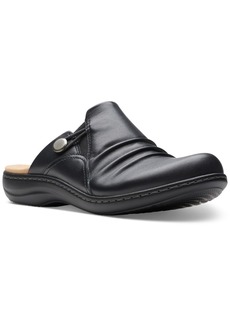 Clarks Women's Laurieann Bay Slip-On Ruched Slide Flats - Black Leather