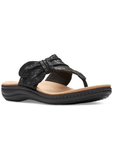 Clarks Women's Laurieann Rae Slip-On Thong Sandals - Black Embossed Leather