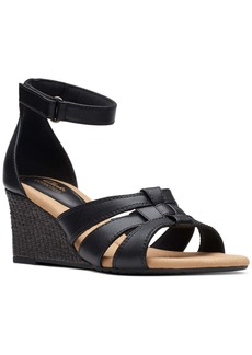 Clarks Kyarra Joy Womens Leather Ankle Strap Wedge Sandals