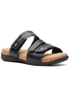 Clarks Roseville Bay Womens stra Leather Slide Sandals
