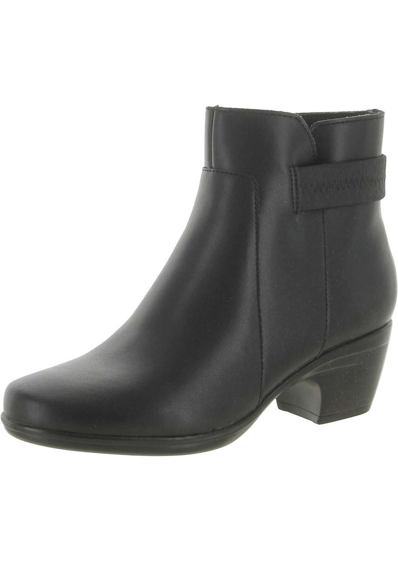 Clarks Womens Faux Leather Zip Up Ankle Boots