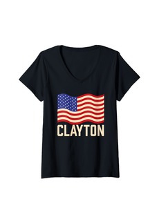 Clayton Citizenship Personalized Birthday Forename Name V-Neck T-Shirt