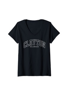 Clayton Delaware DE Vintage Throwback Athletic Sports V-Neck T-Shirt
