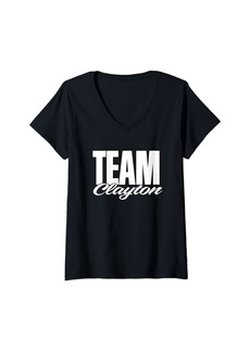 Team Clayton Name Cheer for Clayton Support V-Neck T-Shirt