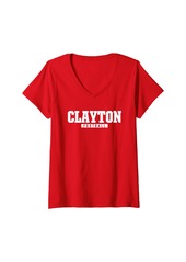 Womens Clayton High School Football HS V-Neck T-Shirt