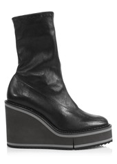 Clergerie Bliss 4 Leather Platform Wedge Sock Boots