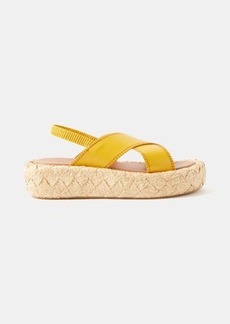 Clergerie - Adom 50 Leather Flatform Sandals - Womens - Yellow Beige