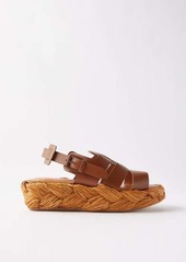 Clergerie - Aurel Leather And Raffia Platform Sandals - Womens - Brown