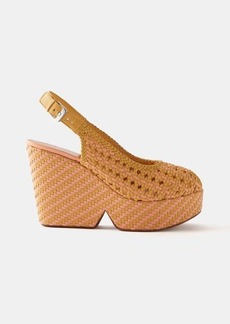 Clergerie - Dolka Woven-leather Slingback Platform Sandals - Womens - Yellow Pink
