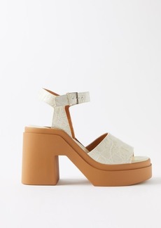 Clergerie - Nelio Croc-effect Leather Platform Sandals - Womens - Ivory