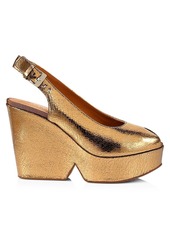 Clergerie Dylan 6 Metallic Leather Slingback Wedges