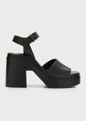 Clergerie Nelio Calfskin Ankle-Strap Platform Sandals