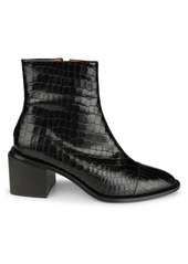 Clergerie Xiana Croc-Embossed Leather Ankle Boots