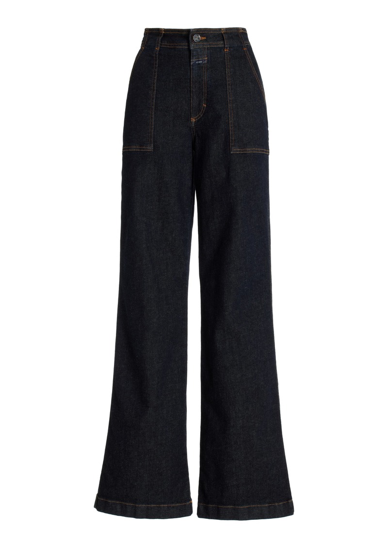 CLOSED - Aria Stretch High-Rise Wide-Leg Jeans - Blue - 23 - Moda Operandi