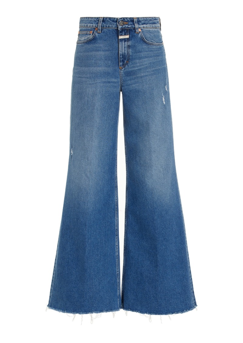 CLOSED - Glow-Up Distressed Stretch High-Rise Flared Jeans - Blue - 31 - Moda Operandi