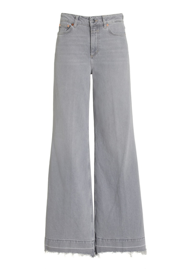 CLOSED - Glow-Up Distressed Stretch High-Rise Flared Jeans - Grey - 26 - Moda Operandi