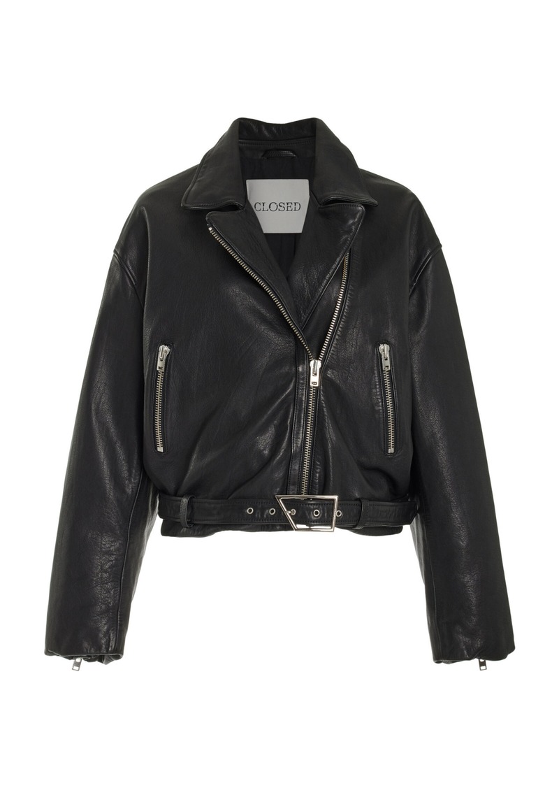 CLOSED - Leather Biker Jacket - Black - M - Moda Operandi