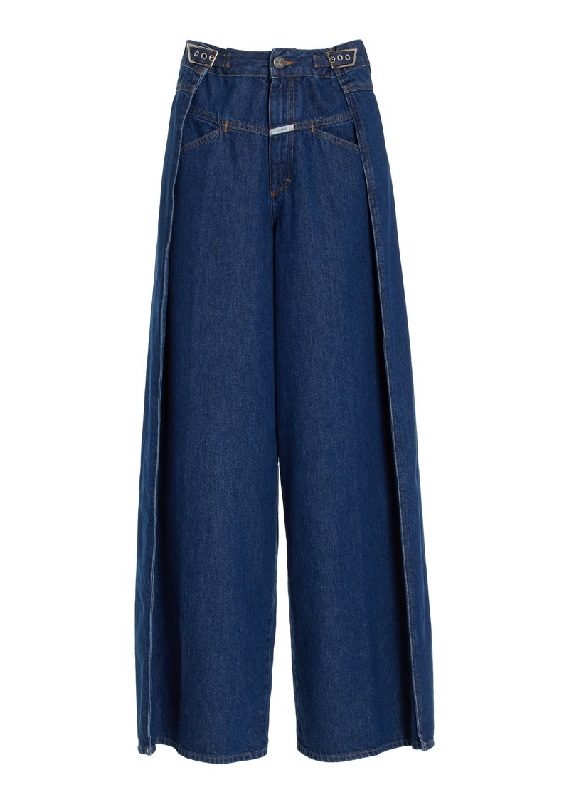 CLOSED - Margo X Rigid Drape-Paneled High-Rise Wide-Leg Jeans - Blue - 27 - Moda Operandi