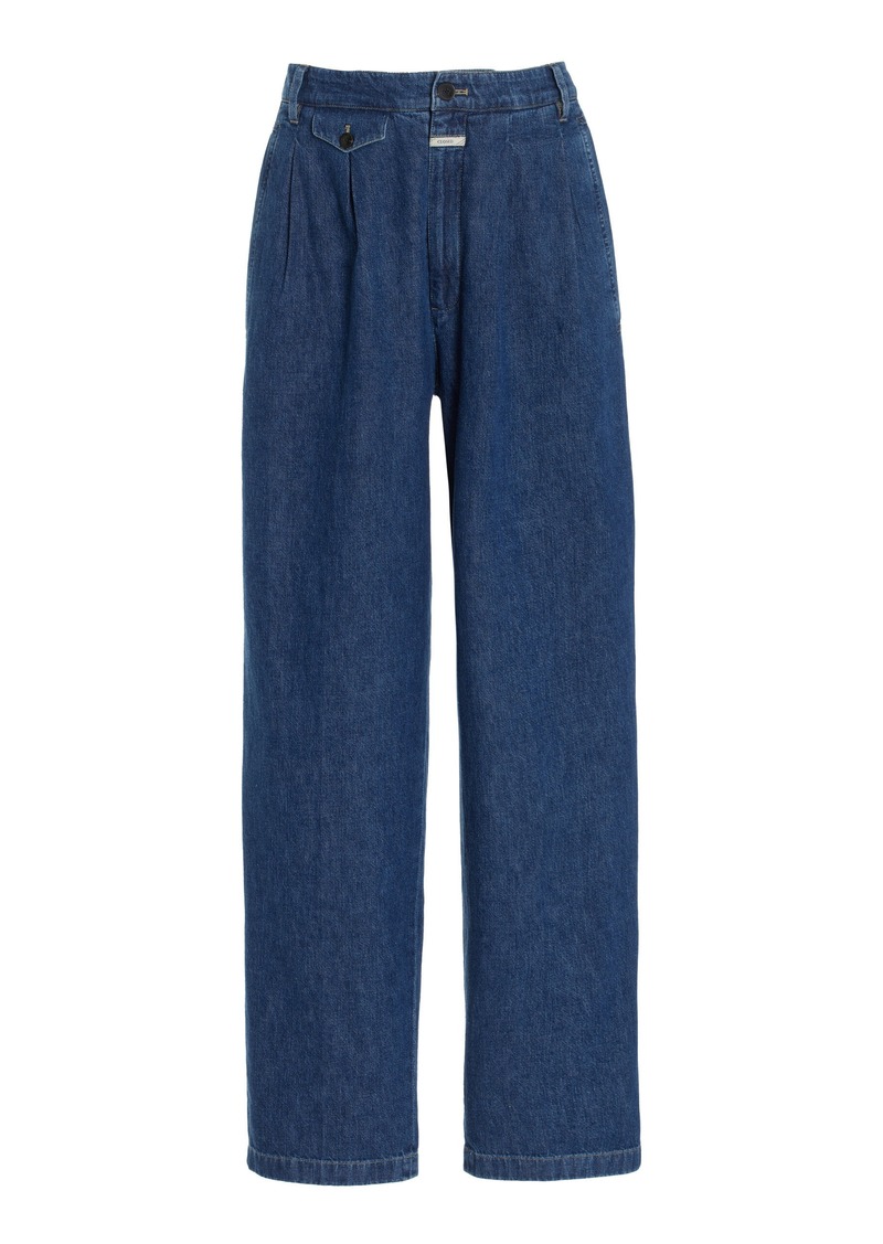 CLOSED - Rhoone Pleated Rigid High-Rise Tapered Jeans - Blue - 31 - Moda Operandi