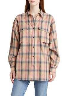 Closed Plaid Cotton & Linen Shirt in Dusty Blush at Nordstrom Rack