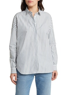 Closed Stripe Organic Cotton Shirt in Blue Heather at Nordstrom Rack