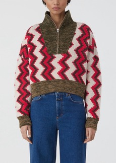 CLOSED Cropped Half Zip Sweater In Multi