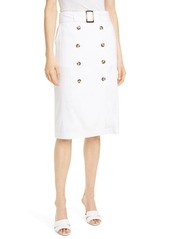Club Monaco Belted Linen Blend Pencil Skirt in White at Nordstrom