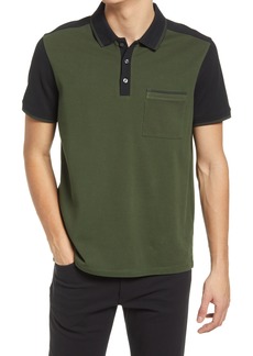 Club Monaco Colorblock Stretch Cotton Polo Shirt in Green/Black at Nordstrom