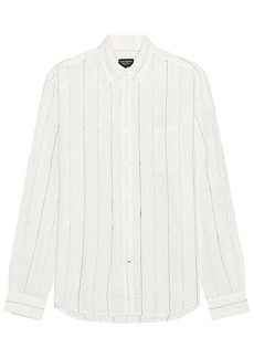 Club Monaco Long Sleeve Wide Stripe Linen Shirt