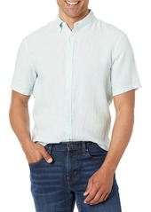 Club Monaco Men's Linen Short Sleeve Cross Dye Shirt