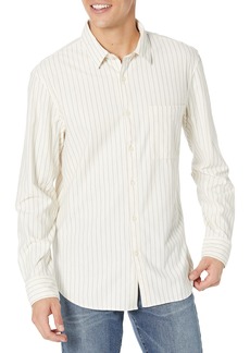 Club Monaco Men's LS Knit Shirt Stripe EGRET Multi S