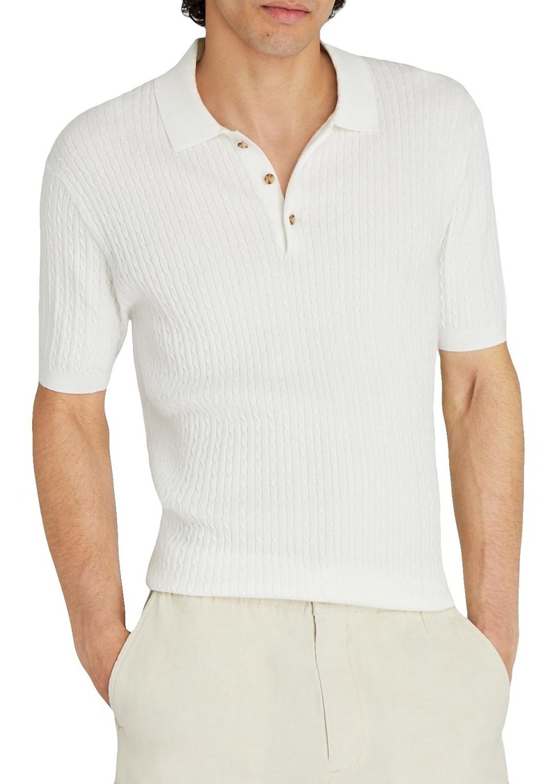 CLUB MONACO Men's Short Sleeve Cable Polo