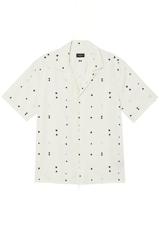 Club Monaco Men's Short Sleeve Camp Collar Club Print Shirt