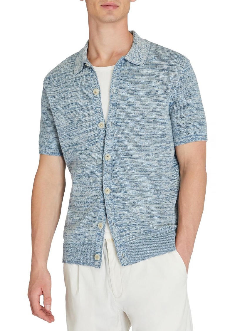 CLUB MONACO Men's Short Sleeve Mesh Cardigan Blue Base/BLEU