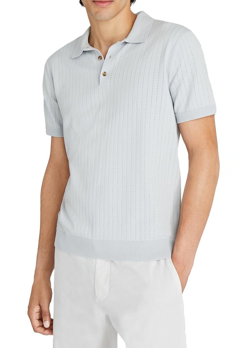 CLUB MONACO Men's Short Sleeve Stitch Polo LT Grey/GRIS Clair